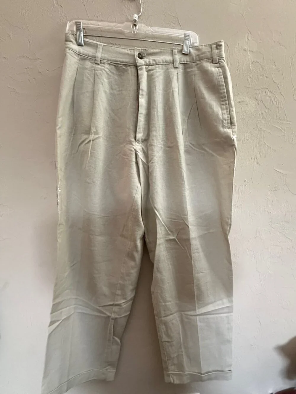 NWT Oleg Cassini Men's Cream Linen Trousers